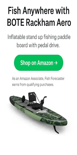 BOTE Rackham Aero inflatable stand-up fishing paddle board with pedal drive system