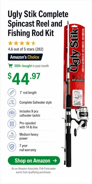 Ugly Stik Complete Spincast Reel and Fishing Rod Kit